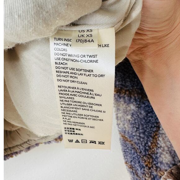 We The Free Fuzzy Loop Stitch Ivory Blue Tan Mock Neck Zip Jacket XS - Picture 11 of 14